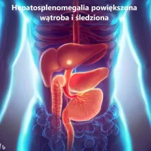 Hepatosplenomegalia , powiększenie wątroby (hepato-) i śledziony (splenomegalia).