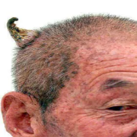 Róg skórny na skórze głowy